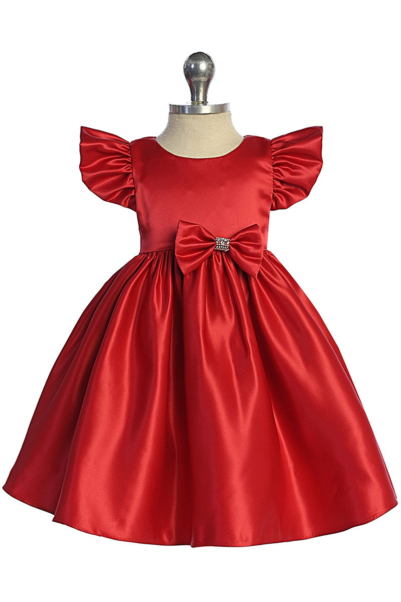Satin Baby Dress Removable Rhinestone Bow Multi Colour Canada front red