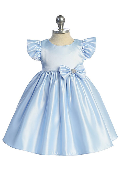 Satin Baby Dress Removable Rhinestone Bow Multi Colour Canada light blue