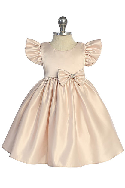 Satin Baby Dress Removable Rhinestone Bow Multi Colour Canada lilac back champagne front