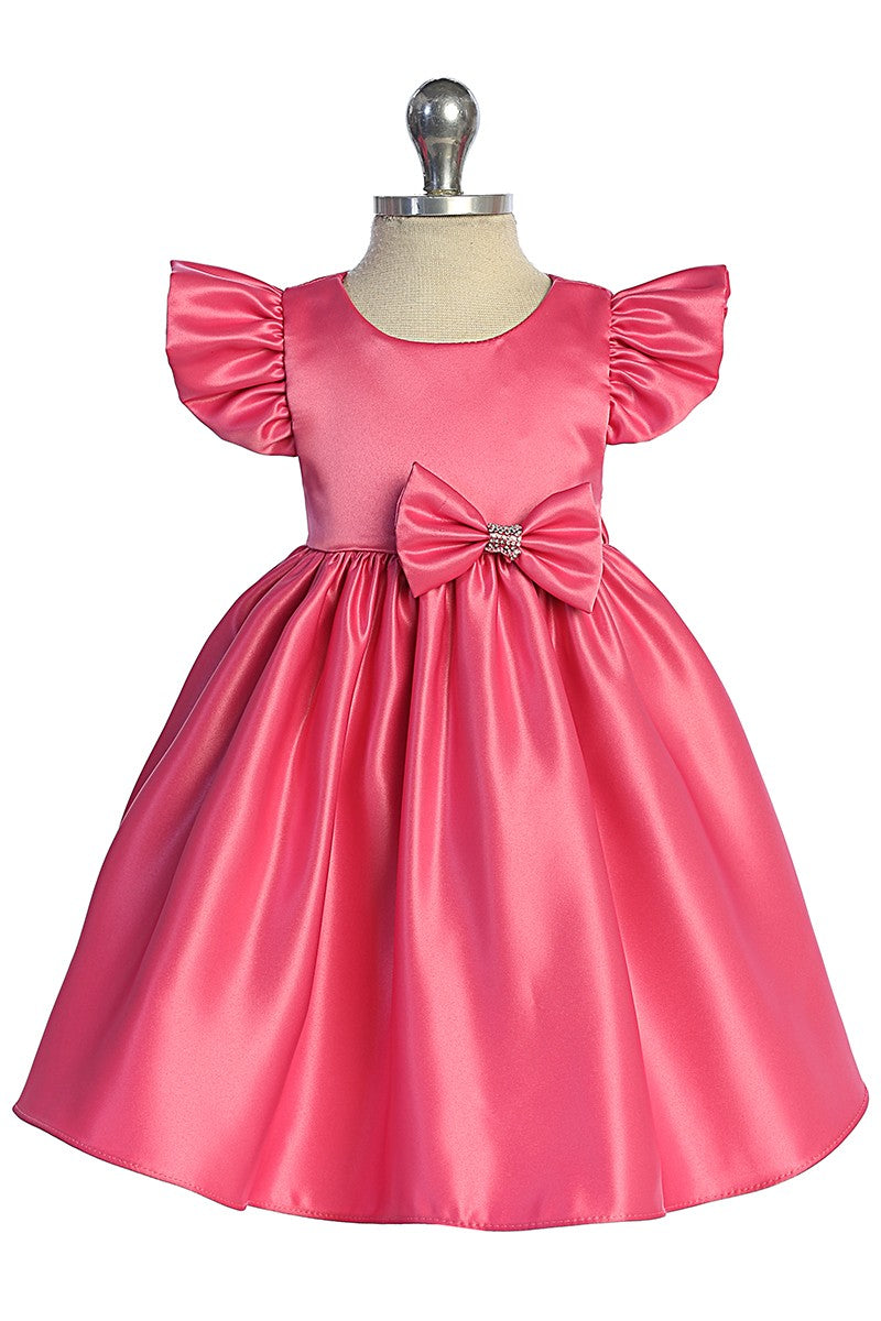 Satin Baby Dress Removable Rhinestone Bow Multi Colour Canada lilac back fuchsia