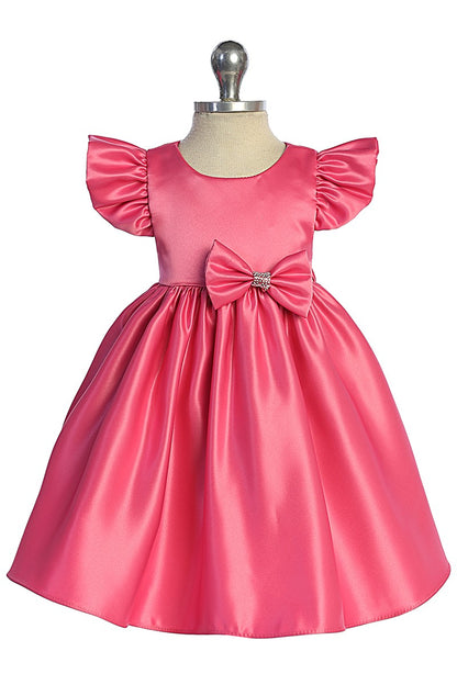 Satin Baby Dress Removable Rhinestone Bow Multi Colour Canada lilac back fuchsia