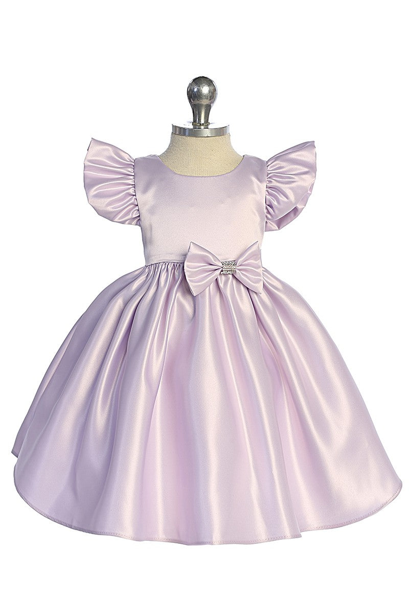 Satin Baby Dress Removable Rhinestone Bow Multi Colour Canada lilac back lilac front