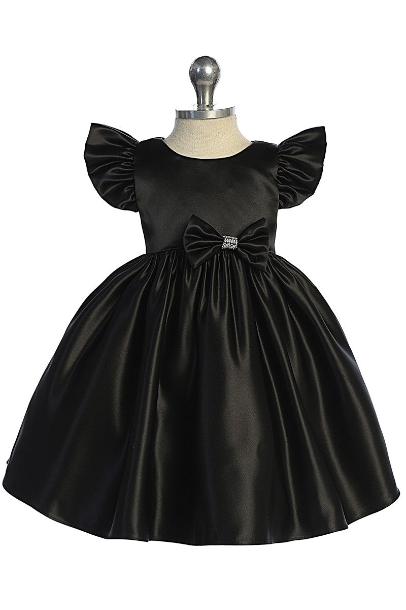 Satin Baby Dress Removable Rhinestone Bow Multi Colour Canada lilac black