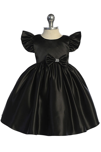 Satin Baby Dress Removable Rhinestone Bow Multi Colour Canada lilac black