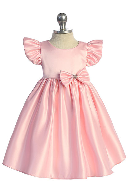 Satin Baby Dress Removable Rhinestone Bow Multi Colour Canada  pink 