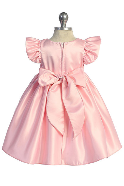 Satin Baby Dress Removable Rhinestone Bow Multi Colour Canada  pink back