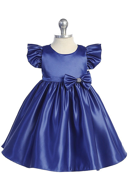 Satin Baby Dress Removable Rhinestone Bow Multi Colour Canada royal blue