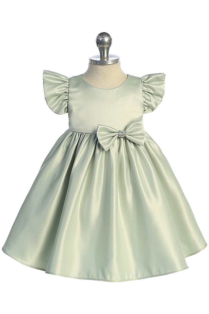 Satin Baby Dress Removable Rhinestone Bow Multi Colour Canada sage
