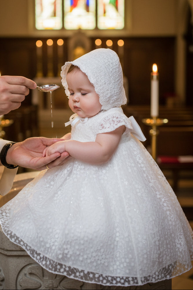Satin Big Bow Baptism Christening Dress White Canada 3
