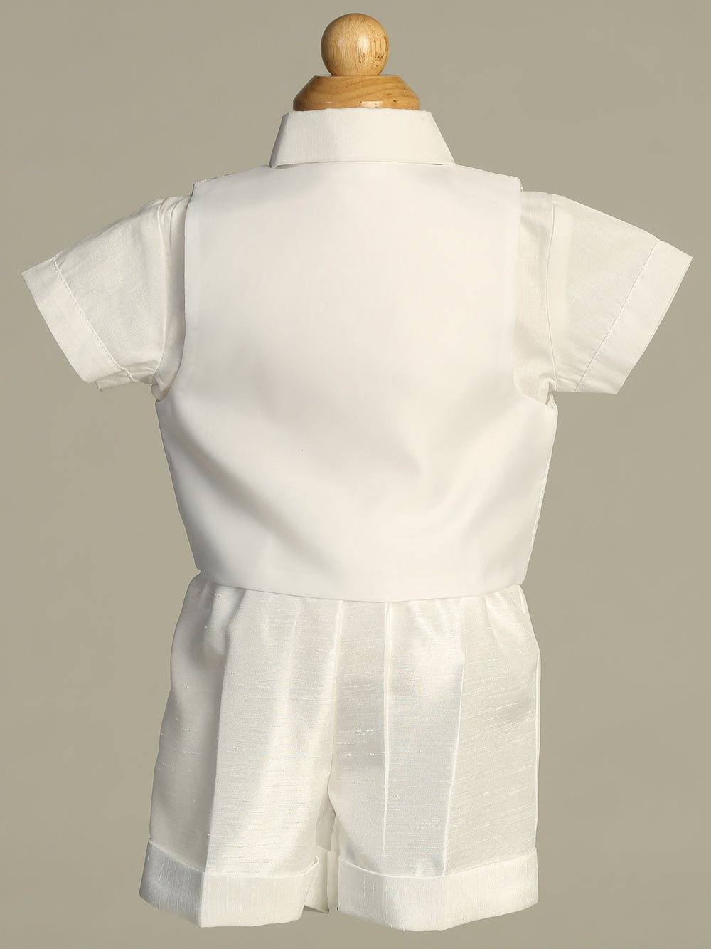 Satin Diamond Print Boys Vest & Short Set Baptism chart back