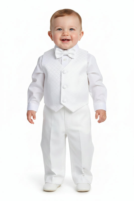 Satin Diamond Print Vest & Pant Set Baptism Christening Larger Sizes Canada