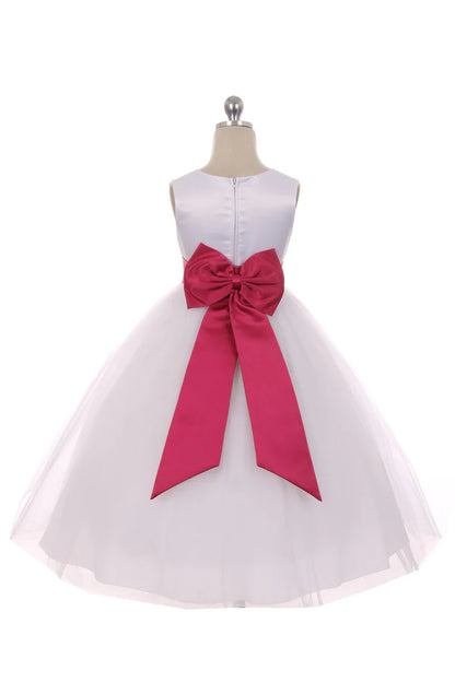 Satin Premade Bow Sash Fuchsia