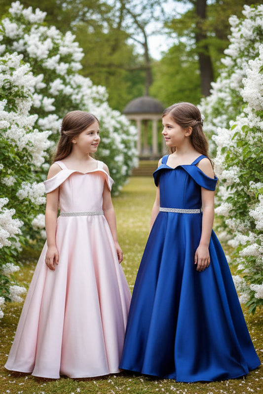 Shawl Drop Collar Satin Girls Long Dress Long Multi Colour Canada assorted colours