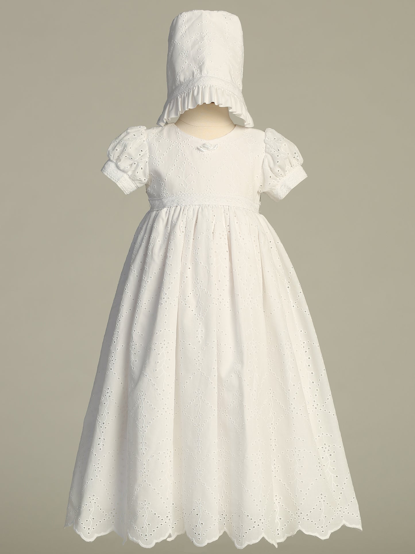 Simple Cotton Eyelet Girls Baptism Gown Christening Gown White Canada