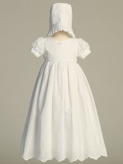 Simple Cotton Eyelet Girls Baptism Gown Christening Gown White Canada