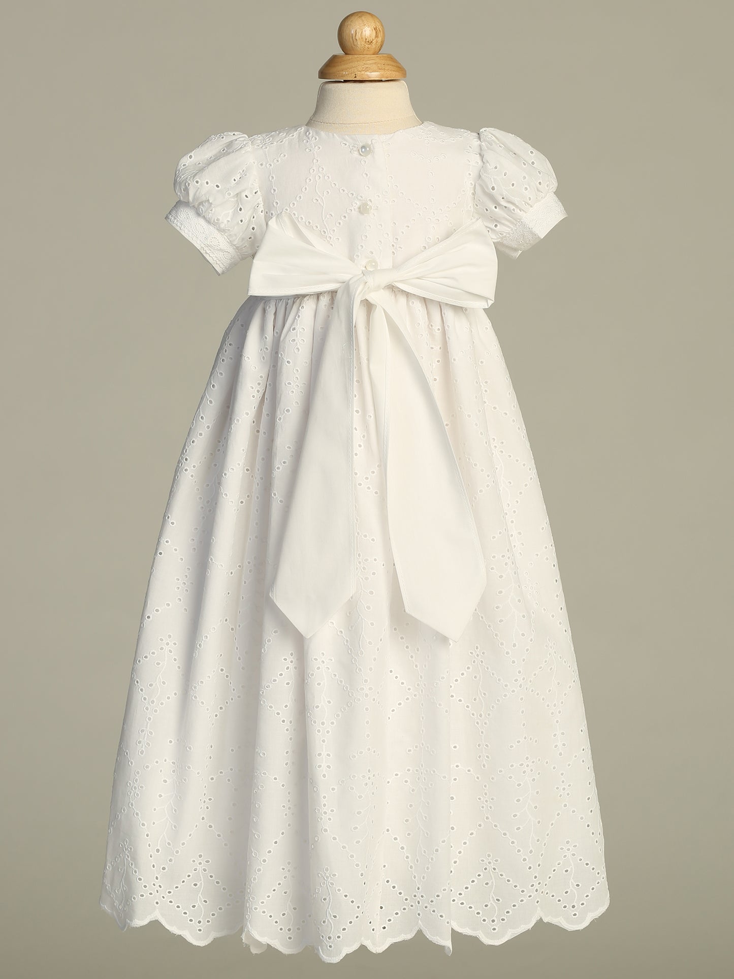 Simple Cotton Eyelet Girls Baptism Gown Christening Gown White back Canada