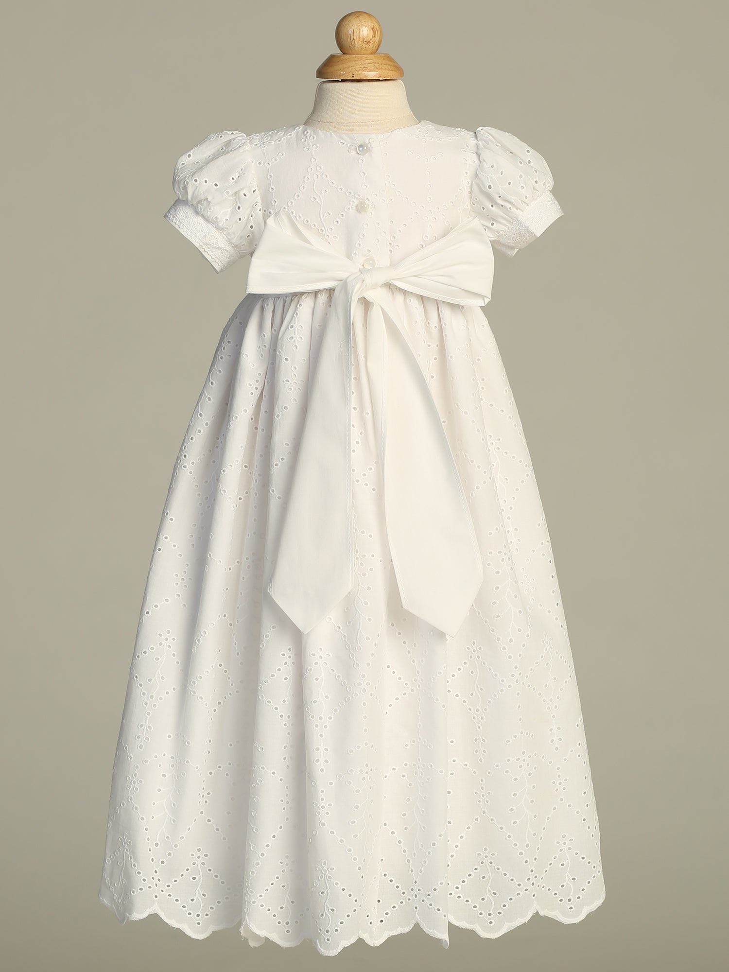 Simple Cotton Eyelet Girls Baptism Gown Christening Gown White back Canada