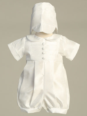 Simple Covered Button Boys Baptism Christening Romper Shantung Canada
