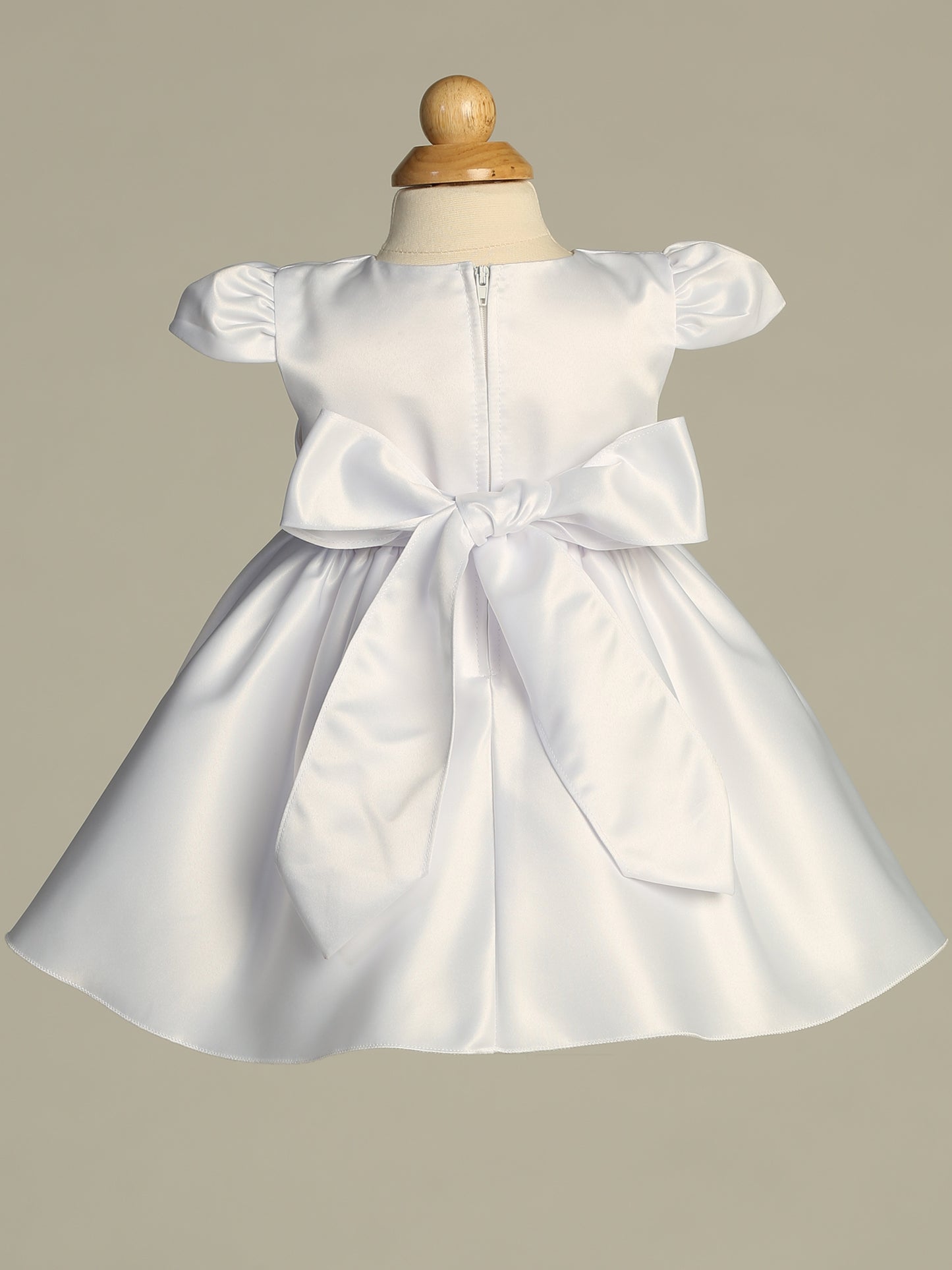 Simply Beautiful Satin Girls  Dress white Front View