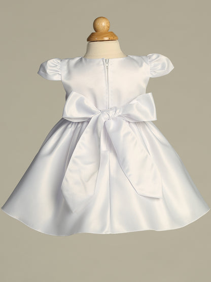 Simply Beautiful Satin Girls  Dress white Front View