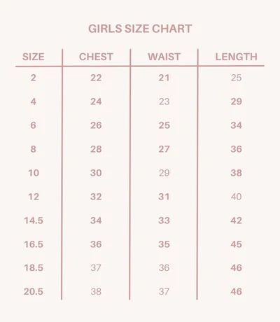 Size Chart 458 Luxurious Flora Top Girls Dress 