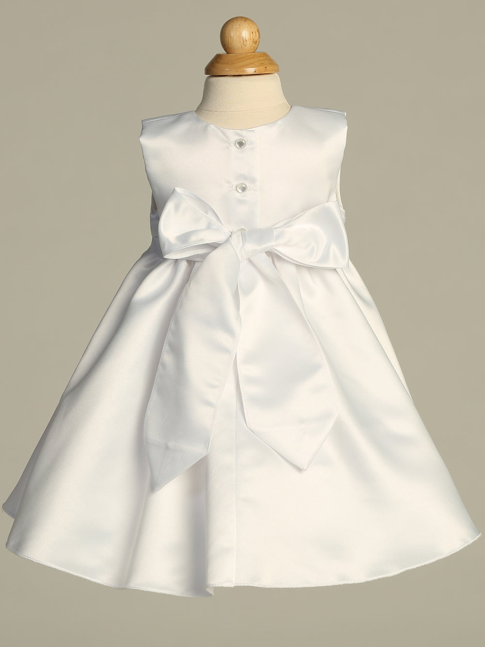 Sleeveless Satin Baptism Dress Lace Short Sleeve Cape White Canada  back