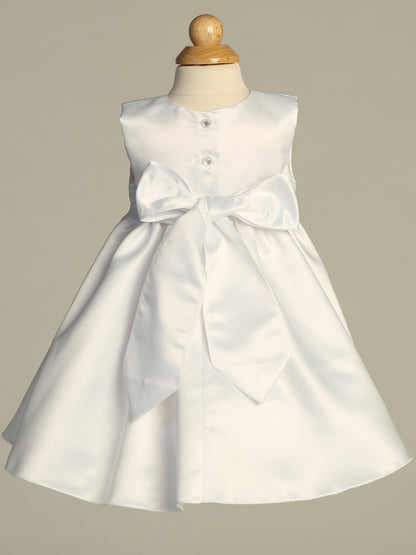 Sleeveless Satin Baptism Dress Lace Short Sleeve Cape White Canada  back