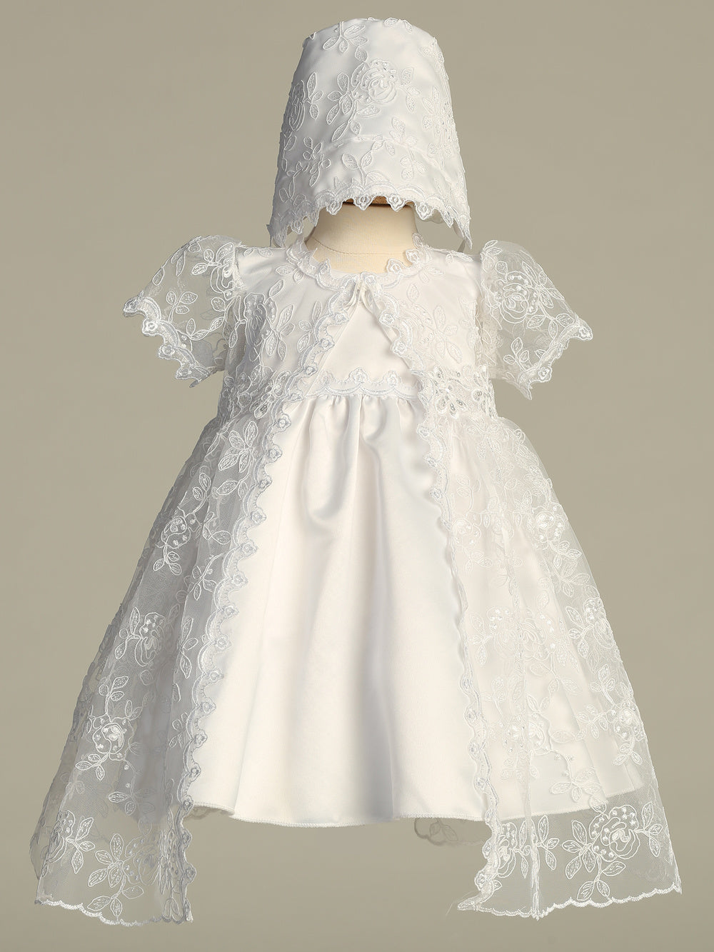Sleeveless Satin Baptism Dress Lace Short Sleeve Cape White Canada  dress