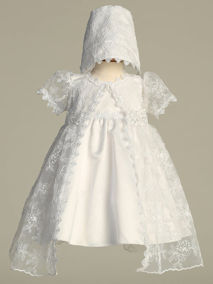 Sleeveless Satin Baptism Dress Lace Short Sleeve Cape White Canada  dress