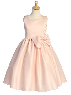 Square Neckline Girls Satin Dress  Multi Colour Canada blush