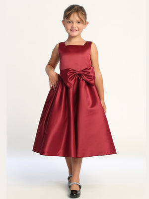 Square Neckline Girls Satin Dress  Multi Colour Canada burgundy