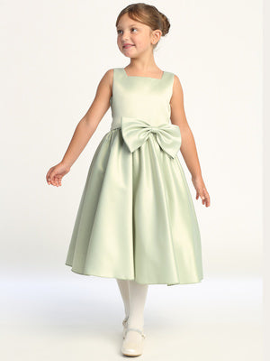 Square Neckline Girls Satin Dress  Multi Colour Canada sage