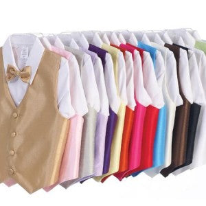 Vest Boys Tuxedo Black Front View Customizable Vest & Necktie Front View