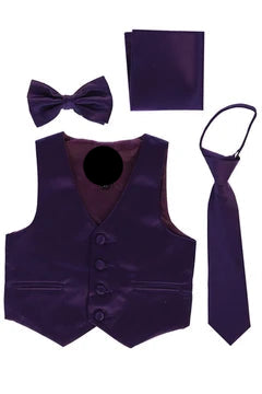 Vest set satin purple