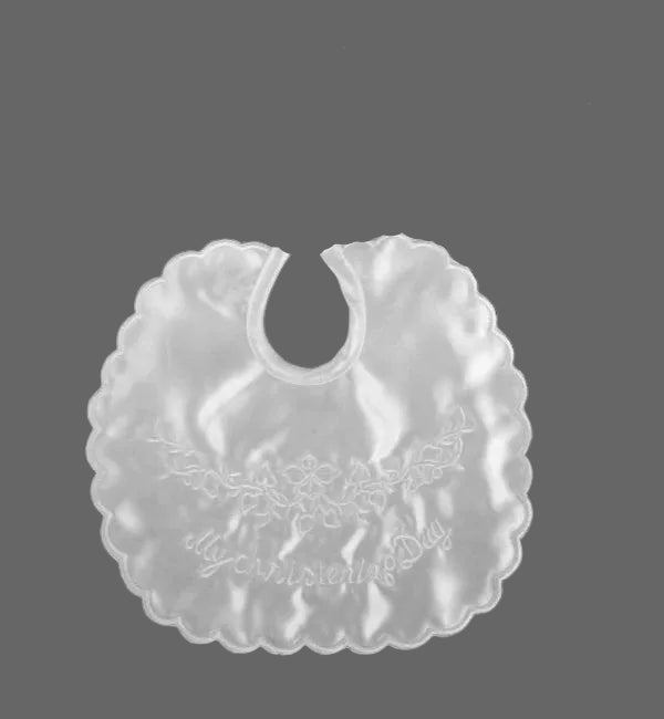 White Satin My Christening Baptism Day Embroidered Bib Canada