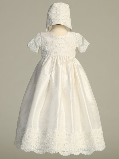 Wondrous raw silk girls Baptism gown Canada