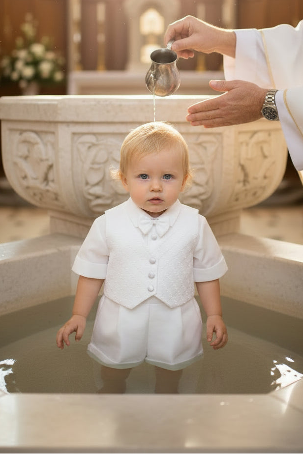 Zig Zag Short Set  Boys Christening Baptism White Canada 2