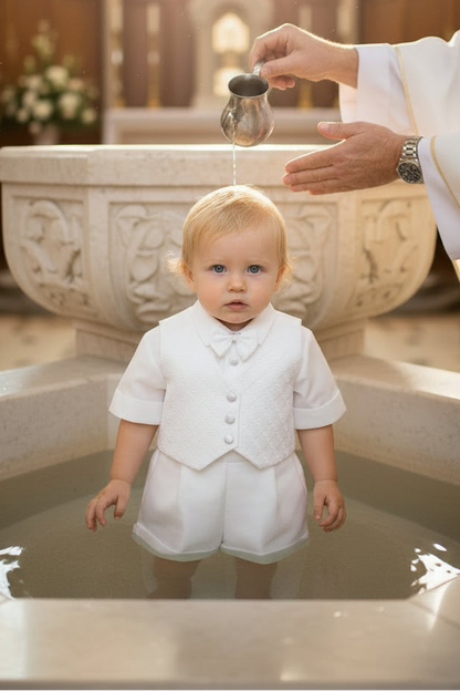 Zig Zag Short Set  Boys Christening Baptism White Canada 2