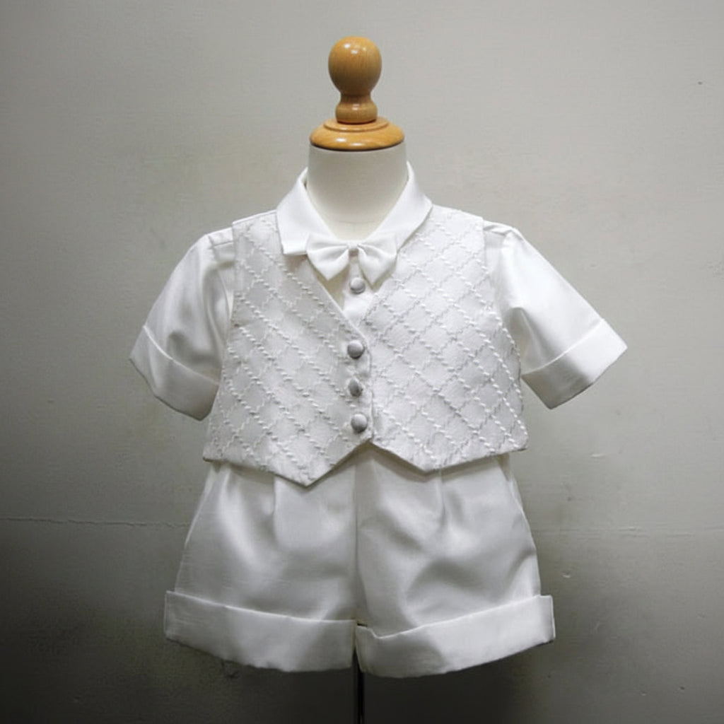 Zig Zag Short Set  Boys Christening Baptism White Canada 3