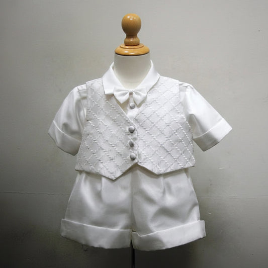 Zig Zag Short Set  Boys Christening Baptism White Canada 3