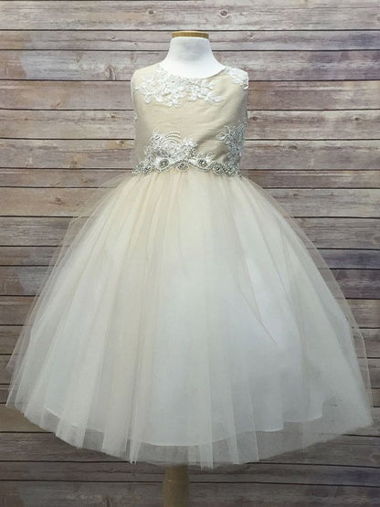 Fancy Lace Top First Communion Dress Ivory White Canada