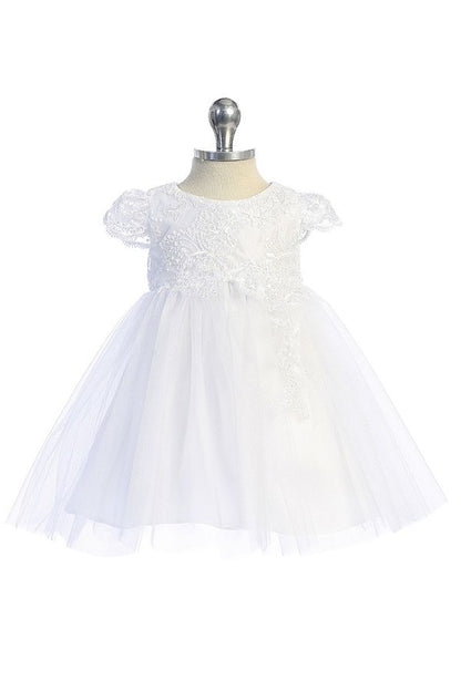 Scalloped Lace Sleeve Baby Girls Dress