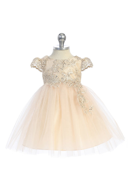 Scalloped Lace Sleeve Baby Girls Dress