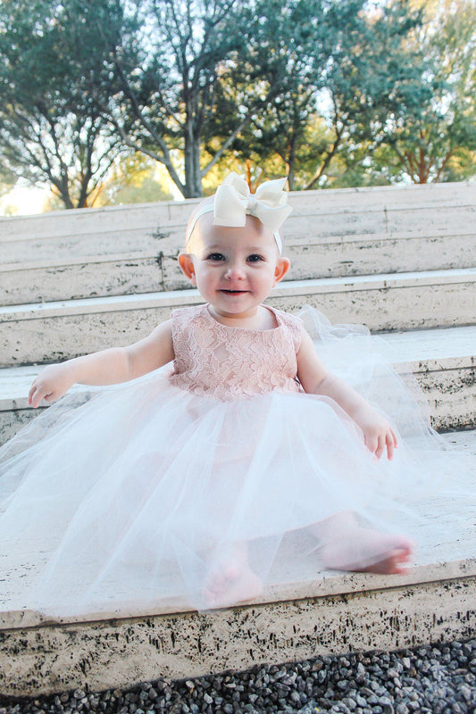 Anastasia Baby Girls Lace Top Dress -  Pearl Trim ♥