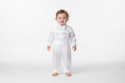Fancy Shanyung Boys Christening Baptism Vest Set White Shantung Canada
