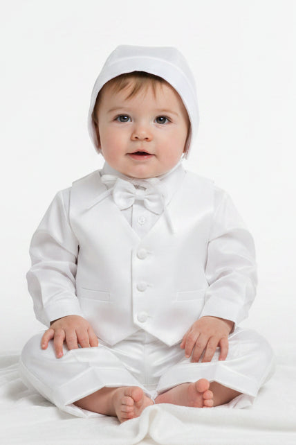 Fancy Shanyung Boys Christening Baptism Vest Set White Shantung Canada