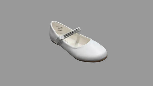 Girls Diamond Strap Flat Shoe White Ivory Silver Black Canada 2