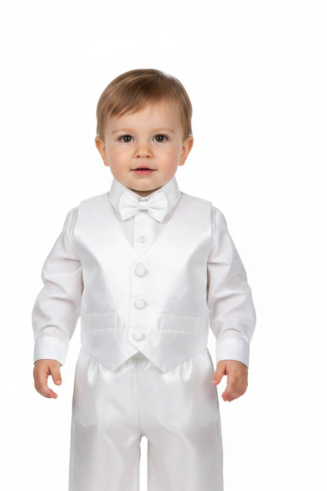 Fancy Shanyung Boys Christening Baptism Vest Set White Shantung Canada