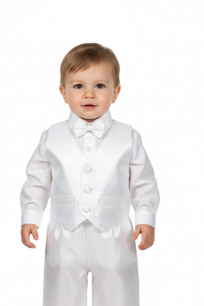 Fancy Shanyung Boys Christening Baptism Vest Set White Shantung Canada