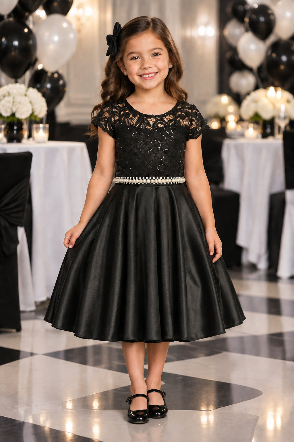 girls Sequin Lace Top Satin Skirt Formal Dress Multi Colour Canada black 
